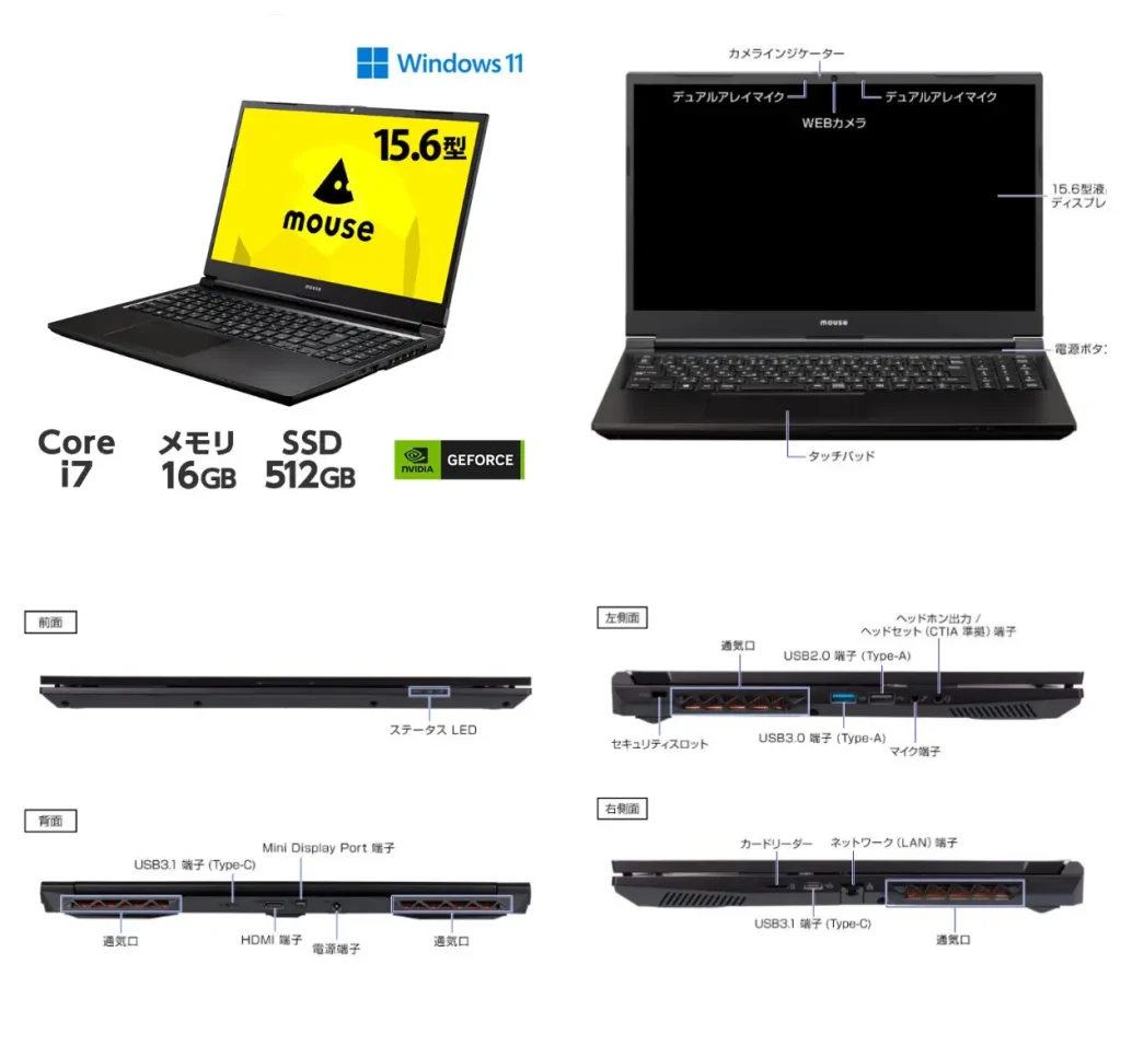 mouseノートパソコンK5-I7GM5BK-A 15.6型 おススメポイント 不向きな人は？