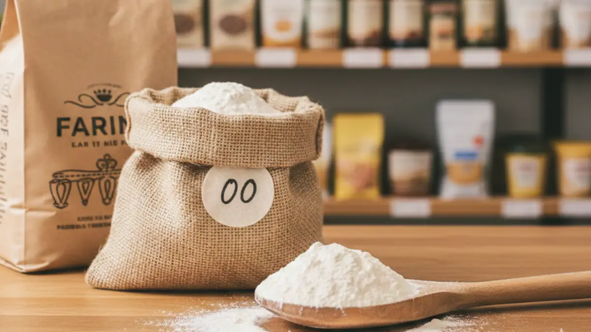 00粉と強力粉やデュラム小麦粉の違いを比較するイメージ