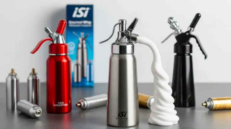 家庭用のエスプーマ機器（サイフォン）の比較と使用シーンのイメージ