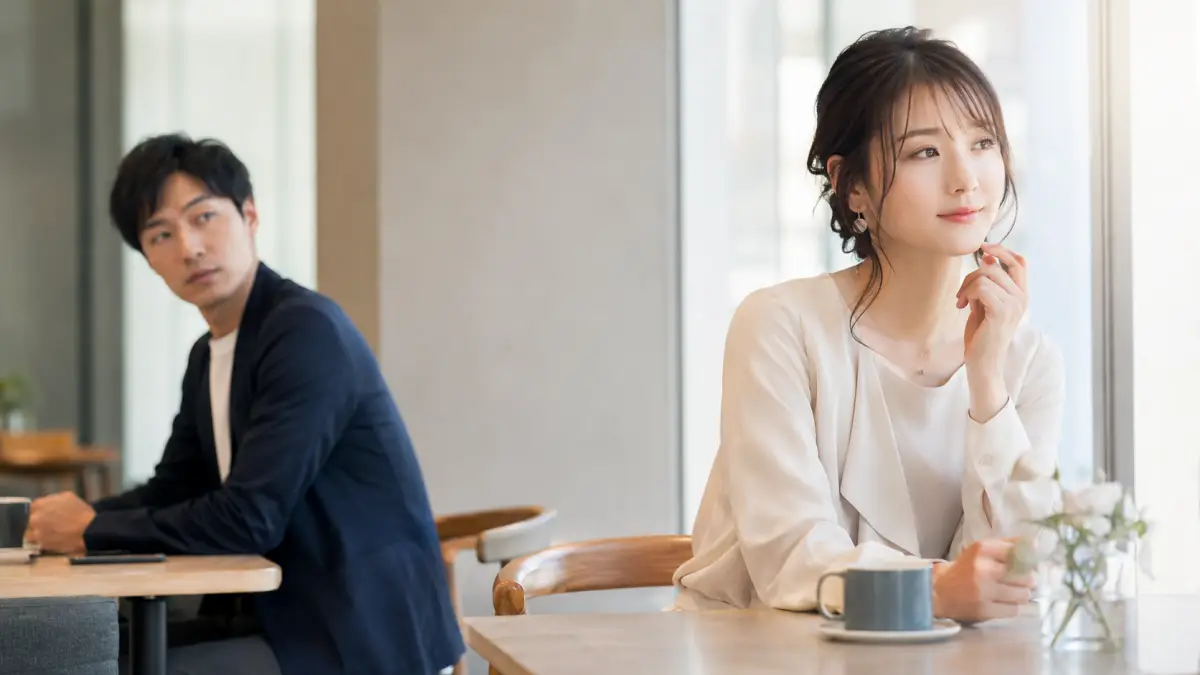 美人モテない 高嶺の花に対して男性が声をかけにくい心理を表した横長画像